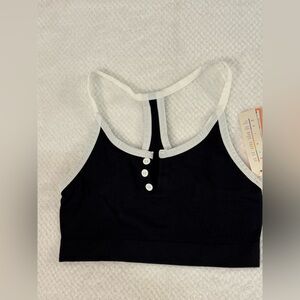 Black Ribbed bra tank with White Trim